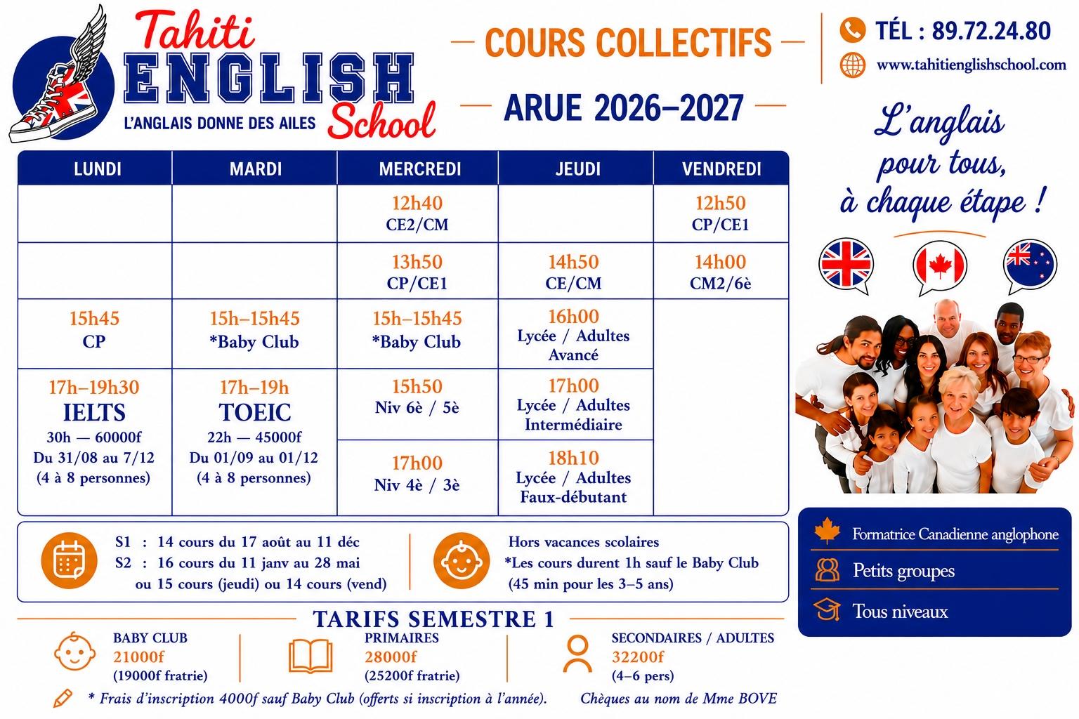 TES planning cours collectifs 26 27
